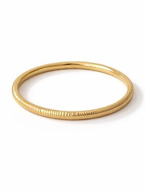 Milor 14k Gold Resin Filed Round Bangle Bracelet Ribbed Texture Bracelet Italy